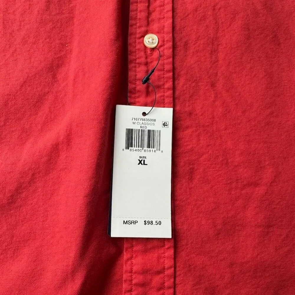 Ralph Lauren Classic Fit Button-Down Shirt XL Red NWT Cotton Polo - Picture 3 of 5